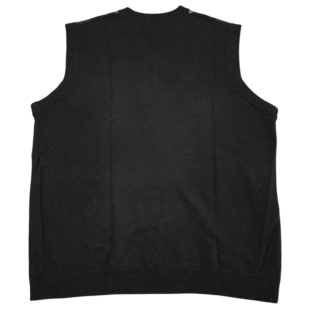 Banana Republic Argyle Sweater Vest Mens XL Lambswool Cashmere V-Neck Brown Grey